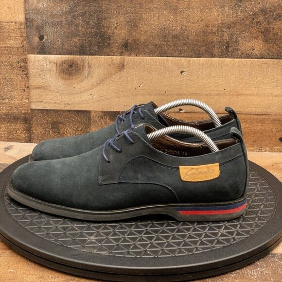 CLARKS MADE IN ENGLAND MENS DRESS SHOES BLACK SUEDE NUBUCK OXFORDS SIZE 9 - Picture 5 of 9